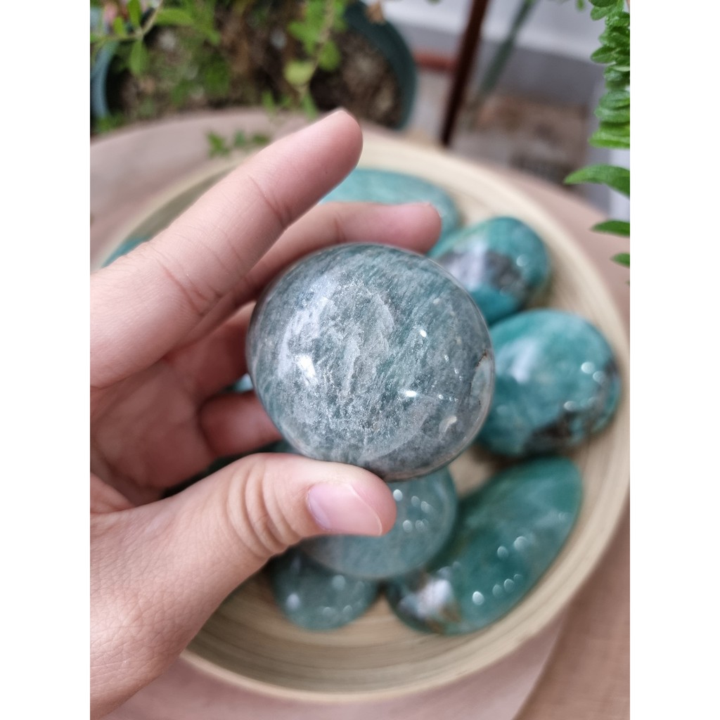 Palm Amazonite làm dịu sự lo lắngMysticcorner.vn dùng trong thanh tẩy, Tarot, Reiki, thiền định, phong thủy