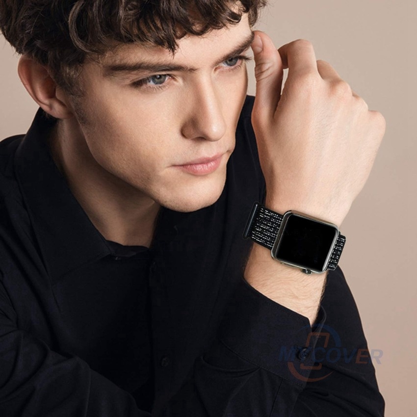 Dây đeo đồng hồ chất liệu nylon thoáng khí thay thế cho iwatch Series 7 6 SE 5 4 3 2 1 45mm 41mm 38MM 42MM 40MM 44MM