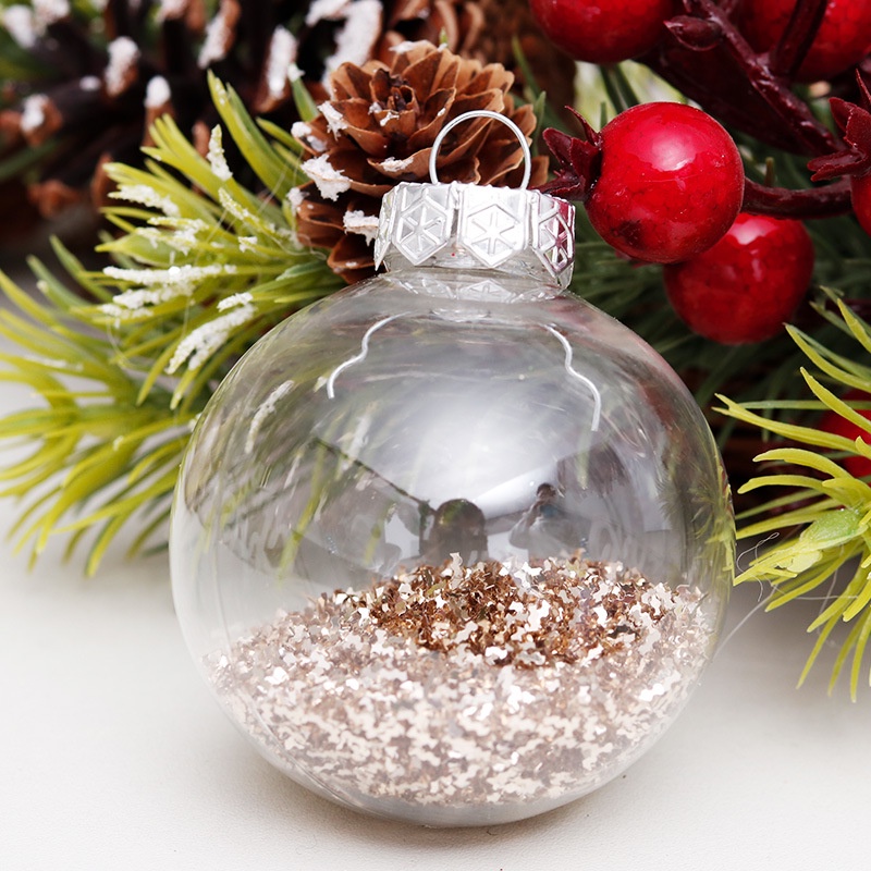 Set 30 Quả Châu Trong Suốt Màu Vàng Kích Thước 6cm Trang Trí Cây Thông Noel