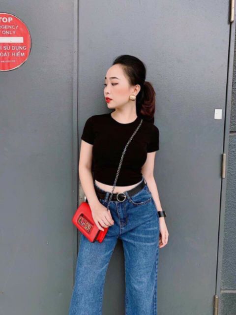Áo thun croptop trơn ôm body