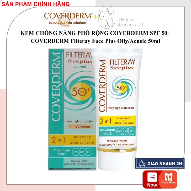 Kem Chống Nắng Phổ Rộng COVERDERM FILTERAY 2IN1 FACE PLUS SPF 50+