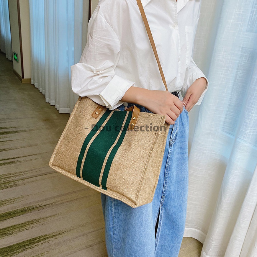 [Nowship2h] Túi Xách Nữ (Túi Tote) Kẻ Sọc Đeo Vai Form Lớn Đi Học &amp; Công Sở Phong Cách Thời Trang Hàn Quốc  - Mã XT060