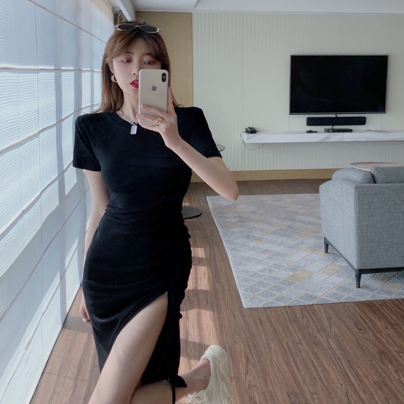Đầm Dáng Ôm Xẻ Tà Quyến Rũ Thời Trang Pháp Cho Nữ