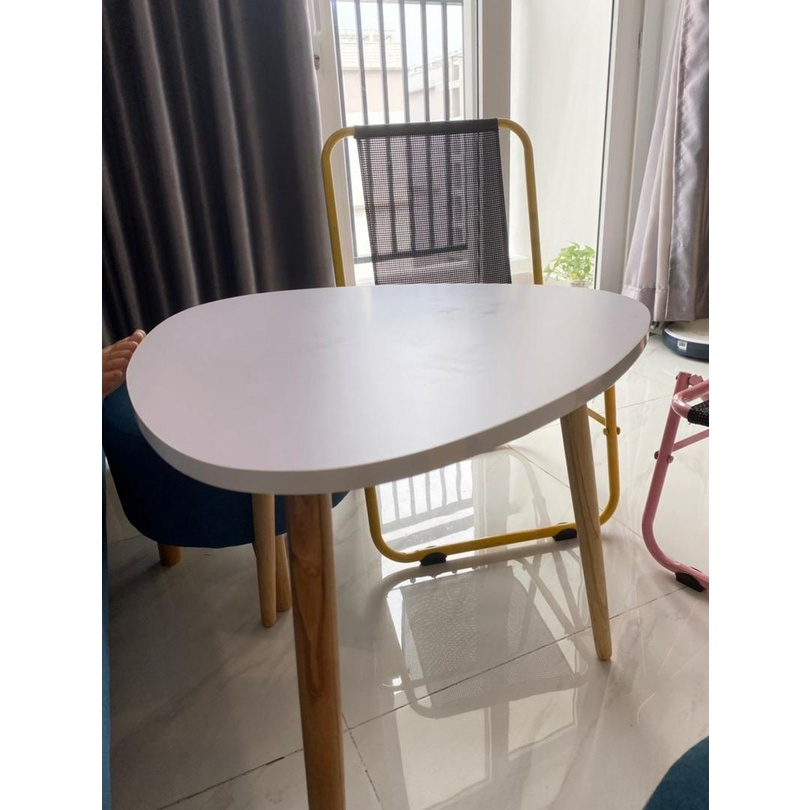 Bàn trà sofa hình oval bo góc dán chỉ cạnh tinh tế thương hiệu HAJI BO50