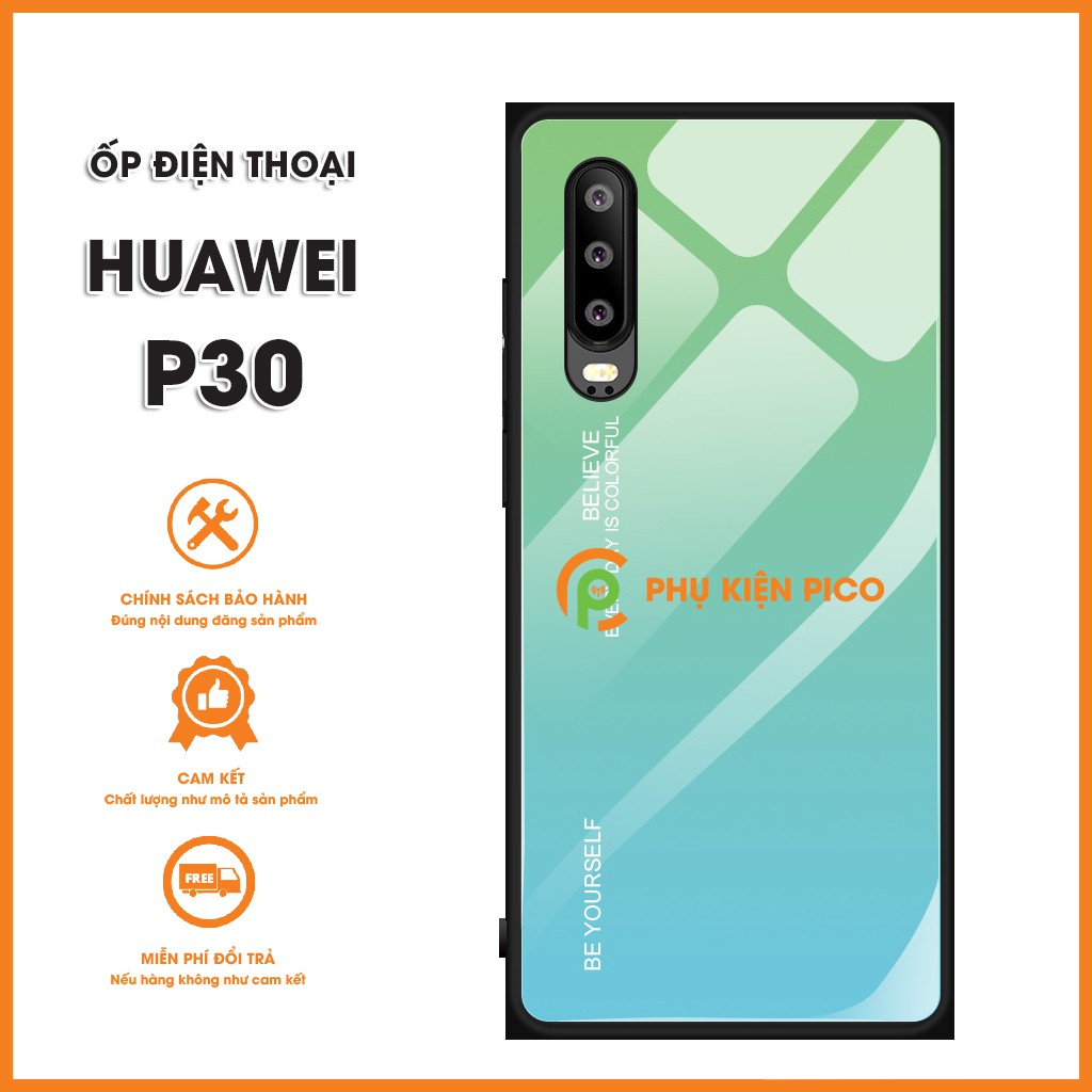 Ốp lưng P30 đổi màu gradient - Ốp lưng Huawei P30 mặt kính màu gradient chống sốc