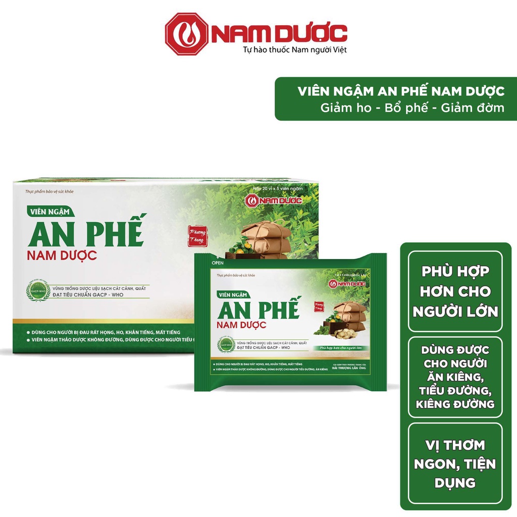 Vỉ 5 viên kẹo ngậm An Phế Nam Dược