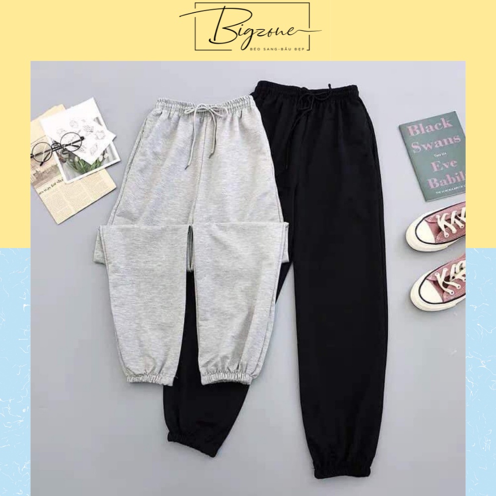 Quần jogger nữ bigsize ống rộng cạp cao thể thao tập gym co dãn thoải mái
