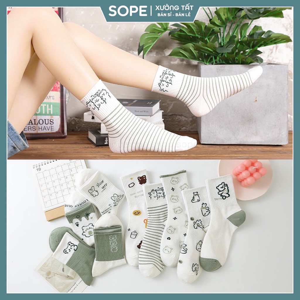 Tất vớ cổ cao nữ chất liệu vải cotton co giãn bốn chiều - Sope Shop