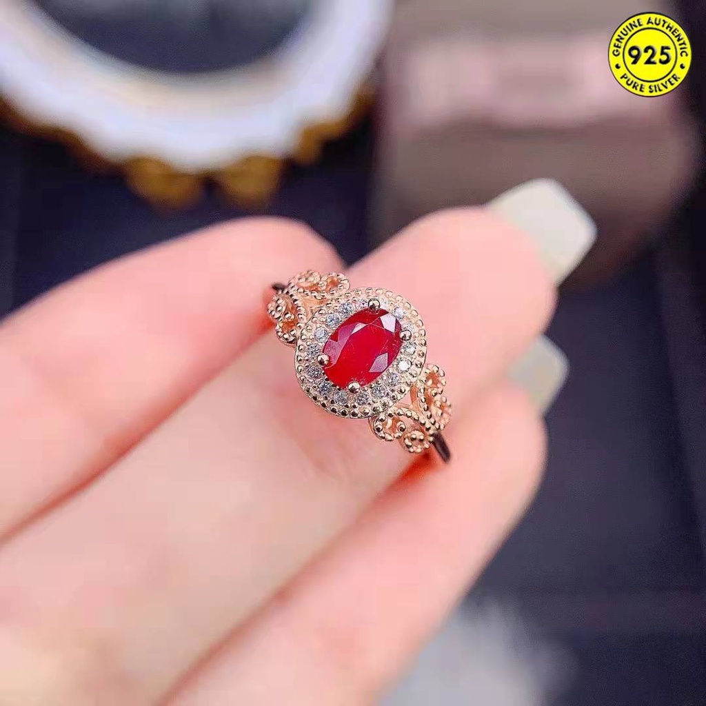 Nhẫn Hở Hình Chim Bồ Câu Đính Đá Ruby Màu Hồng Vàng Nhạt Sang Trọng Đơn Giản
