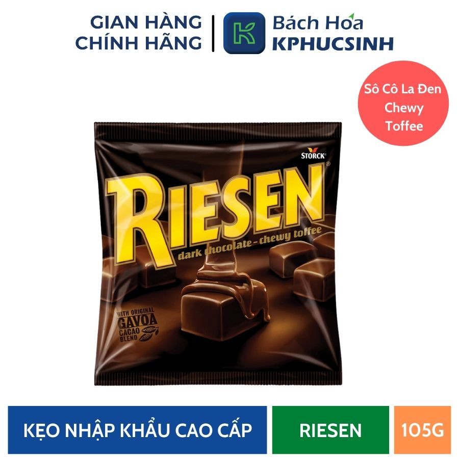 Kẹo sôcôla đen nhân mềm chewy toffee hiệu Riesen 105g KPHUCSINH - Hàng Chính Hãng