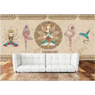 Tranh dán tường 3d tranh trang trí yoga có sẵn keo có làm theo kích thước BINBIN TC81