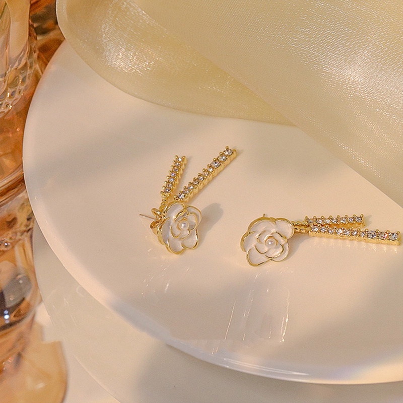 Bông Tai Mạ Bạc 925 Dáng Dài Đính Ngọc Trai Phối Tua Rua Phong Cách Retro Thời Trang