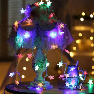 Dây Đèn Led Kiểu Ngôi Sao Dài 3.5 Mét 18 Bóng, Chớp Nháy, Nhiều Màu, Xài Điện 220V
