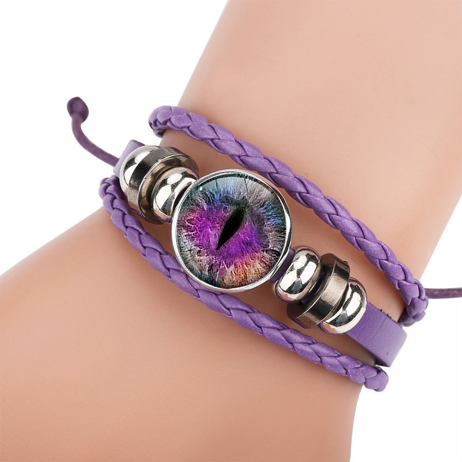 Vòng Tay Da Đính Đá Mắt Mèo Thời Trang Cho Nam Và Nữ