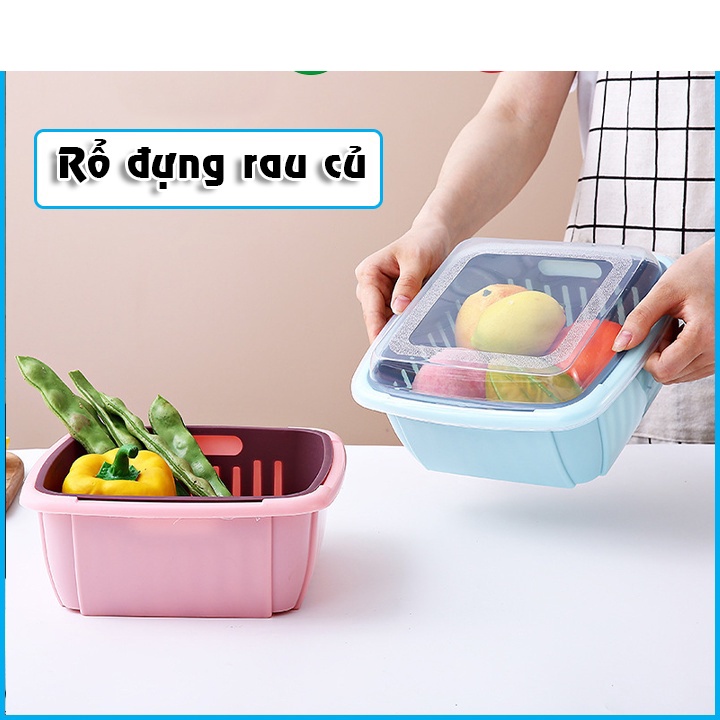 BỘ HÔP THAU RỔ NẮP ĐẬY 112 Đựng Rau Củ Ráo Nước 3in1 Đựng Đồ Đa Năng