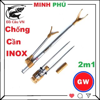 Chống cần câu tay GW 2m1 , câu đơn , cầu đài cao cấp , 100% inox