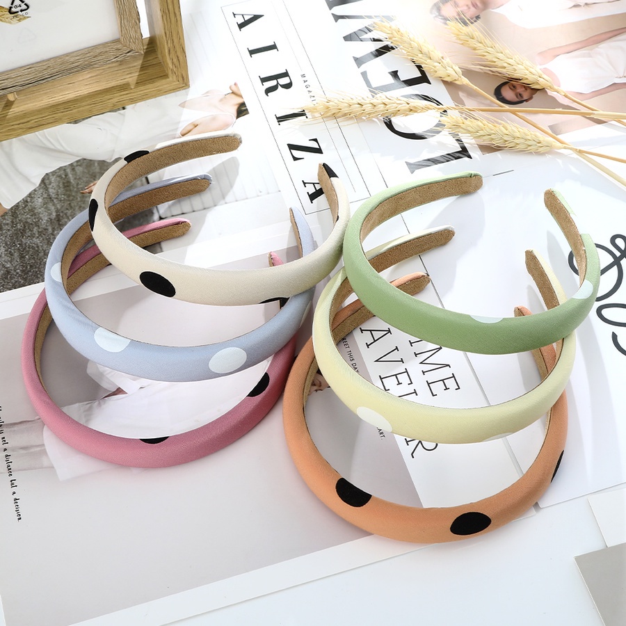 Băng đô bằng xốp mỏng in họa tiết chấm bi thời trang Hàn Quốc cho nữ