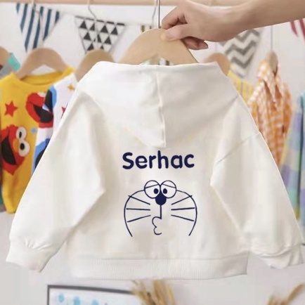 Áo hoodie nỉ Con Xinh phom rộng bé trai bé gái hình in Mèo DOREM, thời trang thu đông dành cho bé từ 4 đến 10 tuổi