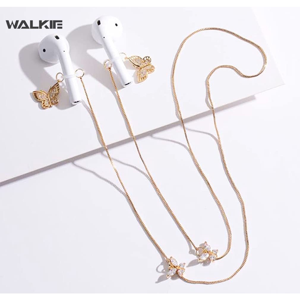 Dây đeo cổ gắn tai nghe Airpods 1 2 pro chống thất lạc hình bướm đính đá zircon đẹp mắt