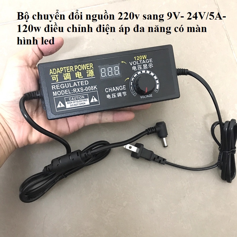 Bộ đổi nguồn 220v ra 9v-12v-24v/5a - 120w -Nguồn adapter 9v-24v