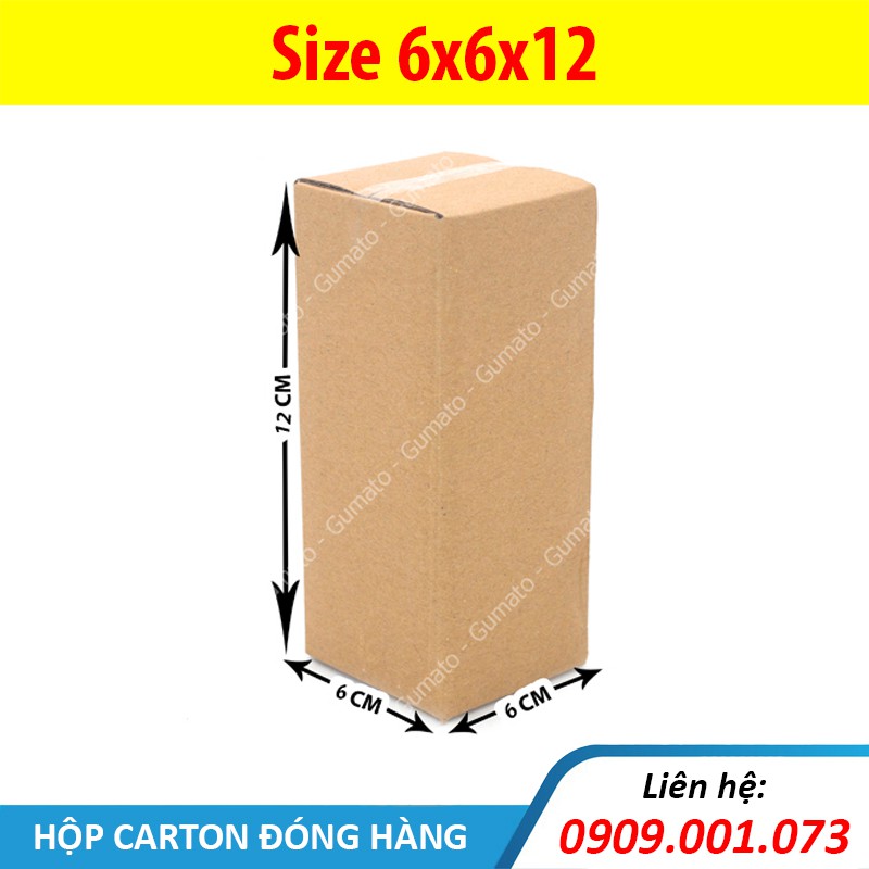 Hộp giấy P2 size 6x6x12 cm, thùng carton gói hàng Everest