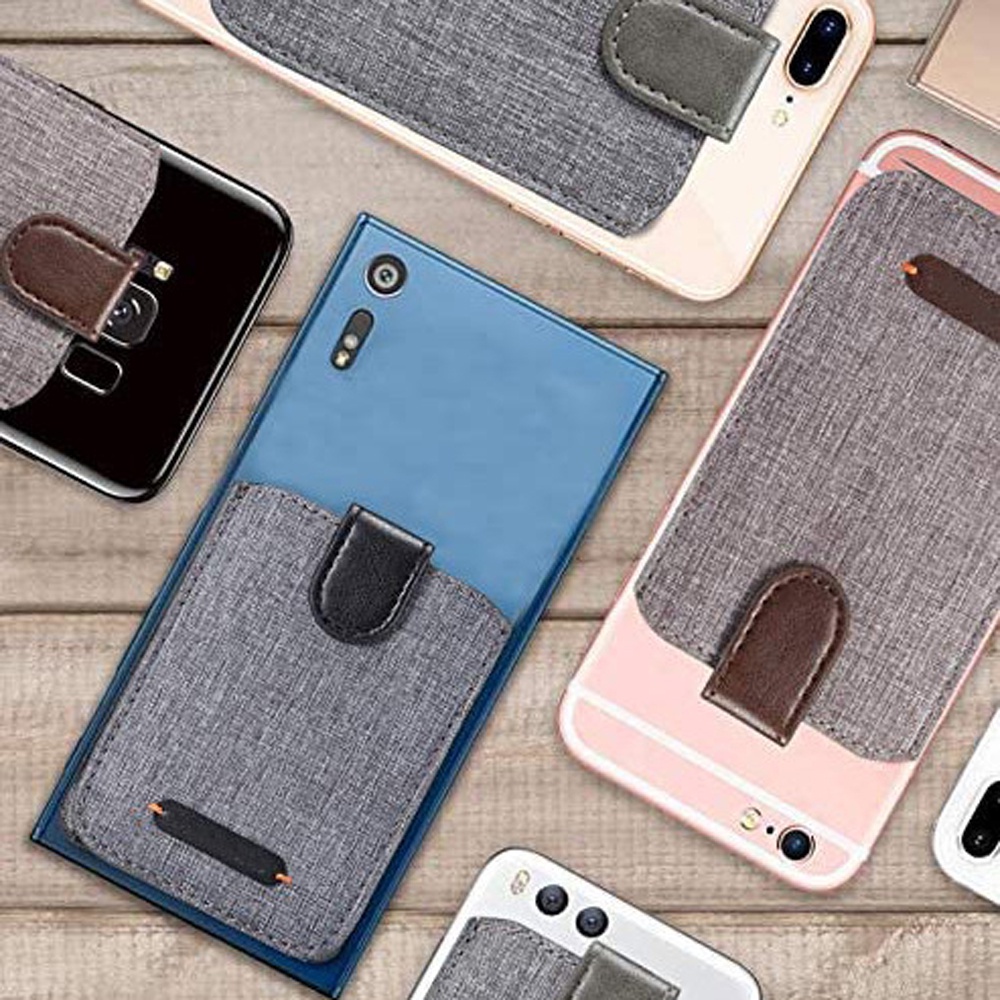 Túi da PU đựng thẻ 5 ngăn dán lưng điện thoại tiện dụng