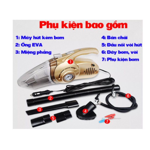 ✔️ Máy hút bụi ô tô 4 trong 1,Máy hút bụi, bơm lốp ô tô 4in1 - bản tiếng anh [MUA BAO NHIÊU TẶNG BẤY NHIÊU]