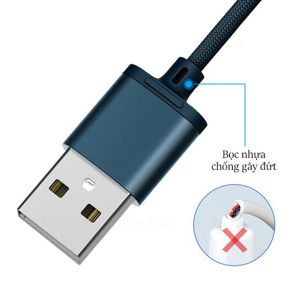 [Mã 2404EL10K giảm 10K đơn 20K] Cáp Sạc Remax 3 Đầu RC-131TH Iphone - Micro usb - Type C | BH 1 Năm