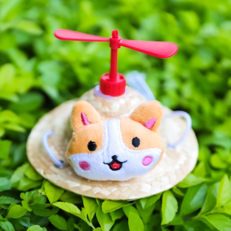 Nón rơm gấu bông chong chóng cho chó mèo