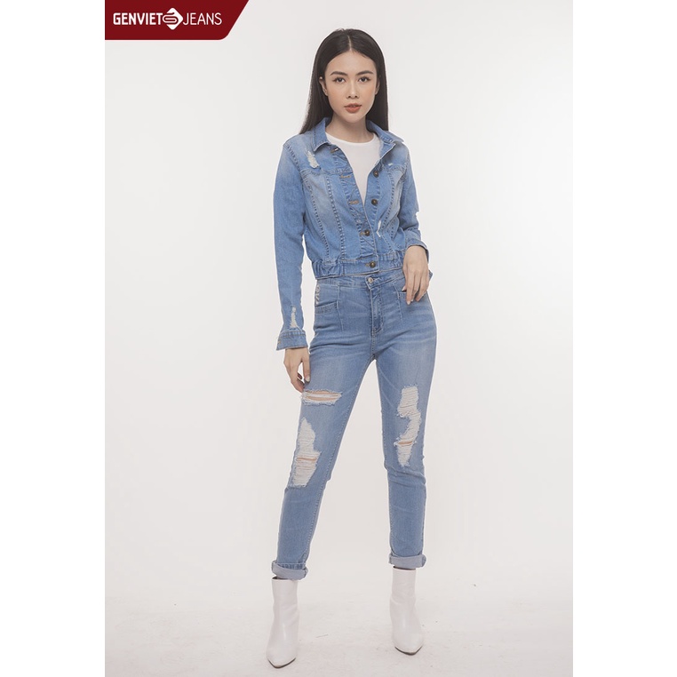 Quần Dài Jeans Nữ GENVIET Phong Cách Chất Độc Lạ Cá Tính Rách Gối Hoang Dại Bụi TQ103J774