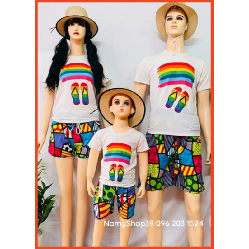 Quần áo đi biển cặp đôi, gia đình, teambuiding. Vải Kate Thái (ảnh thật)