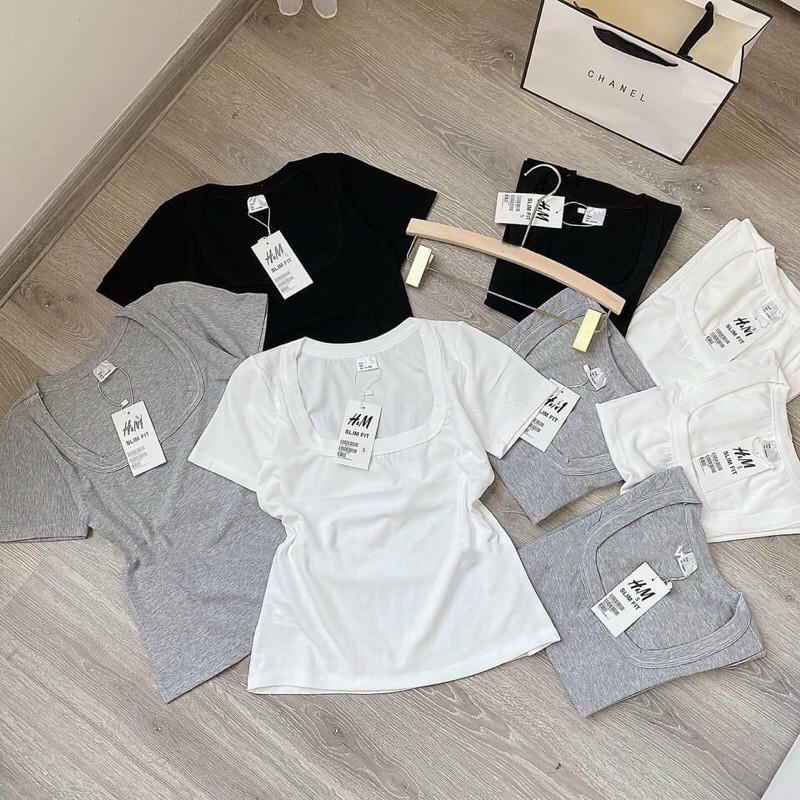 Áo croptop cổ U cotton mềm mại