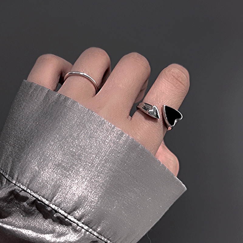 Nhẫn Hở Hình Trái Tim Phong Cách hip hop Thời Trang Cho Nam Và Nữ