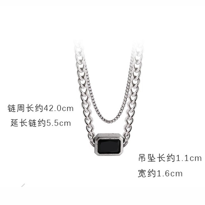 Vòng cổ hai lớp mặt hình vuông phong cách cá tính thời trang