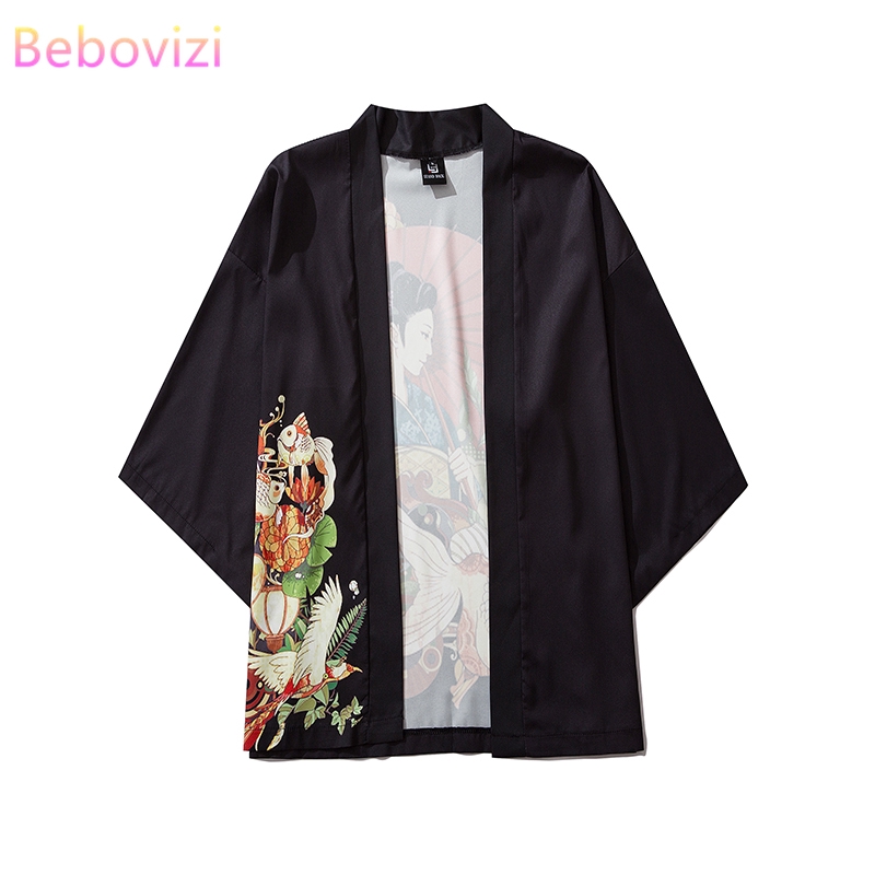 Plus Áo Kimono Dáng Rộng Phong Cách Harajuku Nhật Bản Thời Trang Mùa Hè 2020 Cho Nam Và Nữ