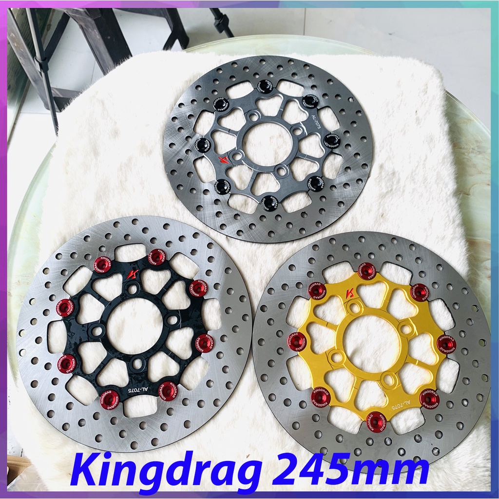 Đĩa Kingdrag size 245mm, 4 lỗ. Thông dụng Ex135, Ex 2010, Sirius, Wave, Dream, Jupiter, Future, Ex150, Vario, Click