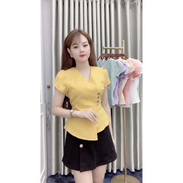 [XẢ KHO] Áo Peplum 3 Khuy