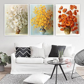 Bộ Tranh Treo Tường 3 Bức Các Loài Hoa 30x40cm [KÈM KHUNG + ĐINH TREO]