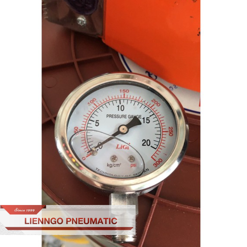 Đồng hồ inox đo áp suất mặt có dầu phi 100mm chân ren 17
