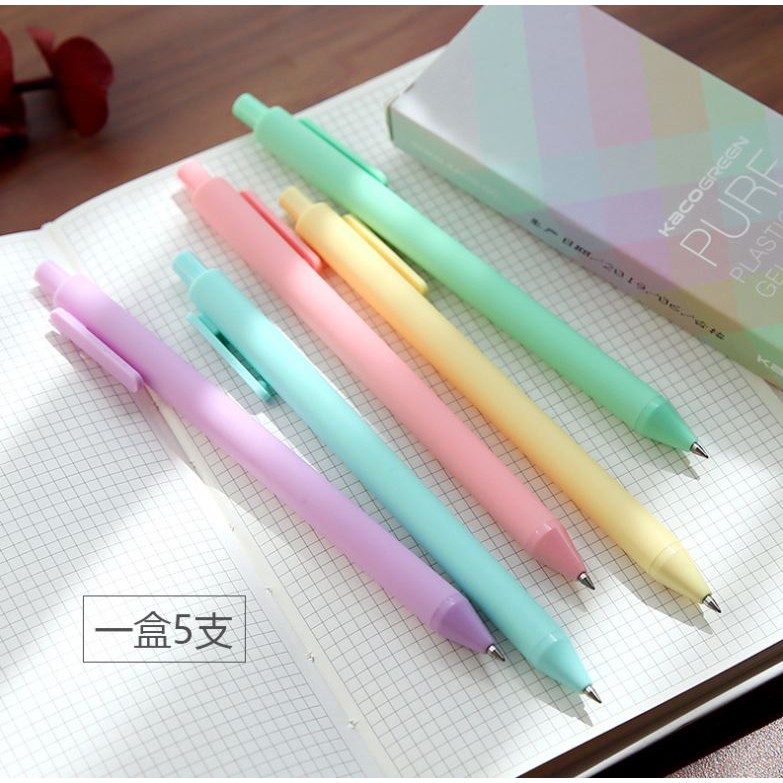 Set 5 bút Kaco Green Pure Pastel mực nhiều màu (Hàng chính hãng)