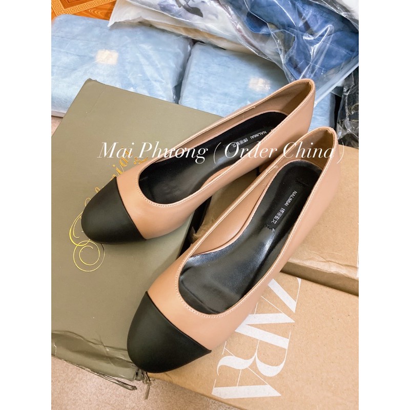 GIÀY BE PHỐI MŨI ĐEN