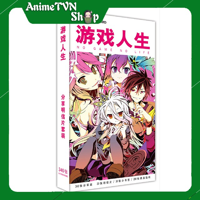 Hộp Postcard Bưu thiếp (Trọn bộ 340 Hình có Sticker) Anime/Manga No game no life