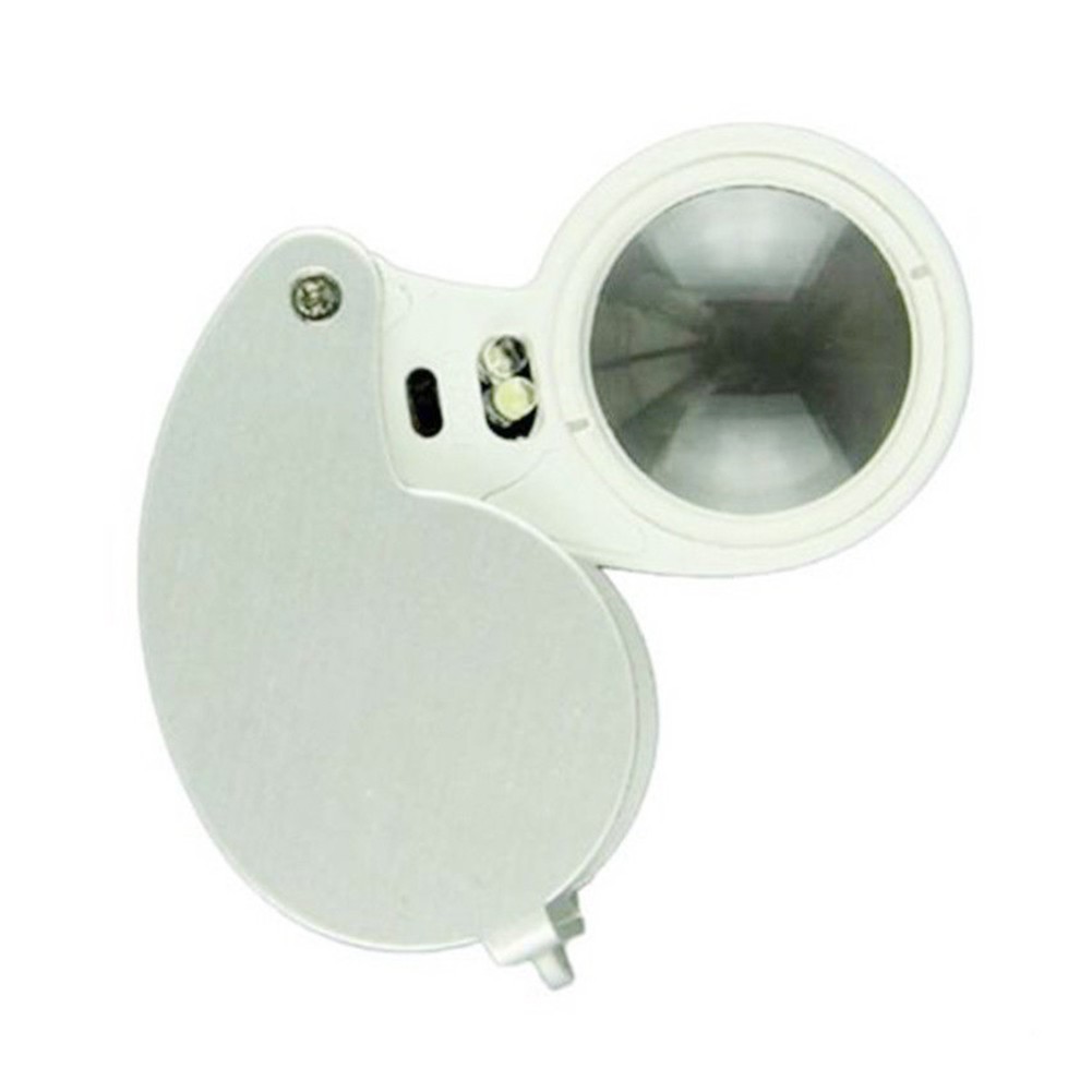 Kính lúp mini bỏ túi 40X 25mm có đèn LED chiếu sáng và hộp đựng nhựa tiện lợi