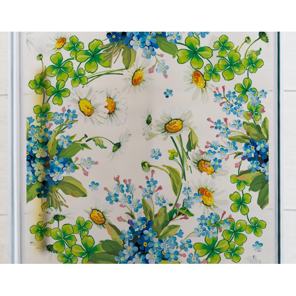 Decal dán kính cao cấp - Vòng Hoa muôn màu ( 60x58cm )