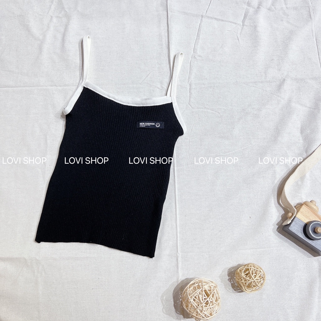 Áo croptop len 2 dây viền nhiều màu LOVI