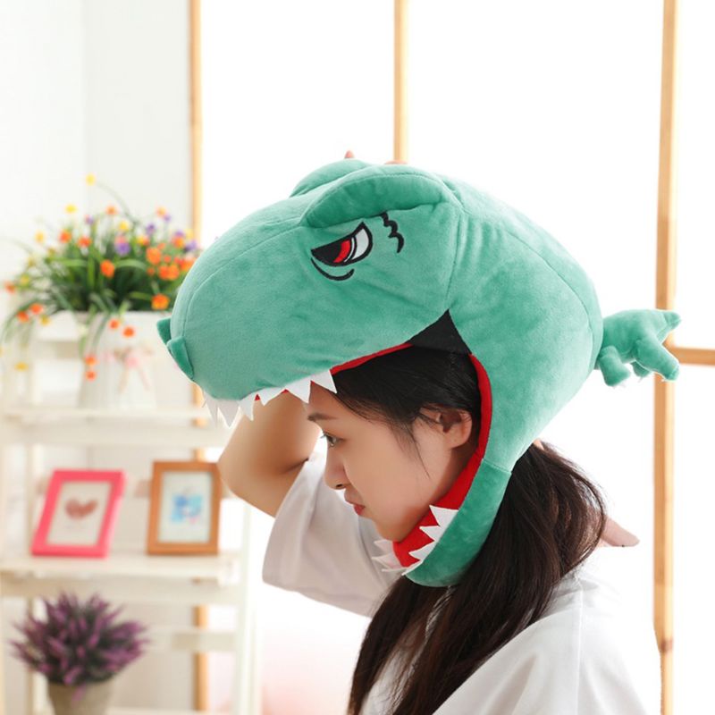 Mũ đội đầu che mặt kiểu thú nhồi bông hình khủng long phong cách Nhật Bản đáng yêu cho tiệc hóa trang halloween