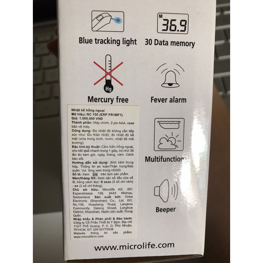 Nhiệt kế hồng ngoại Microlife FR1MF1 đo nhiệt độ trán cho bé - Nhiệt kế trán Thụy Sỹ - Chính hãng