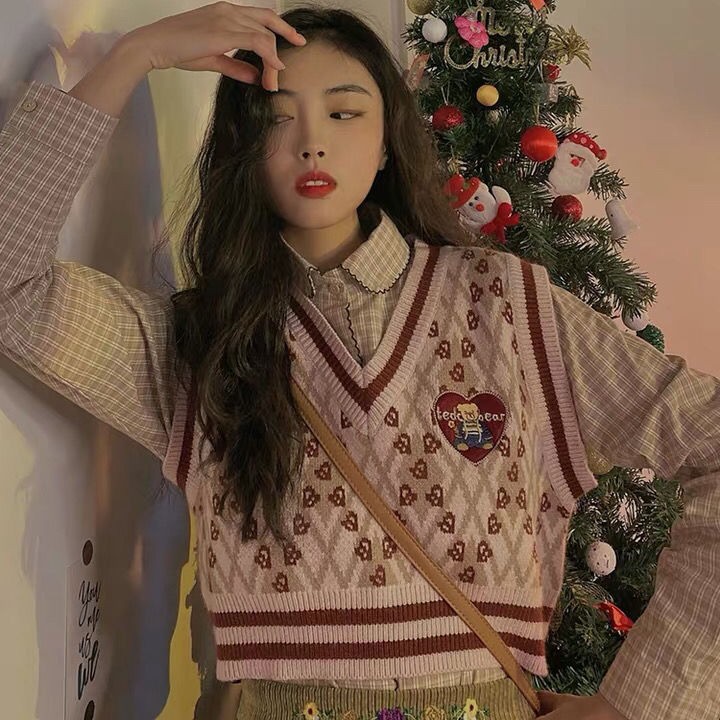 Áo Khoác Len Không Tay Cổ Chữ V Dáng Ngắn Phong Cách Retro | BigBuy360 - bigbuy360.vn