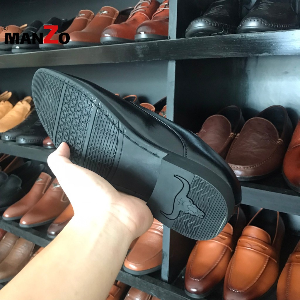 [DA BÒ THẬT] Giày công sở dây buộc tăng chiều cao - Giày nam da bò thật - Bảo hành 12 tháng - GT 107 Manzo store