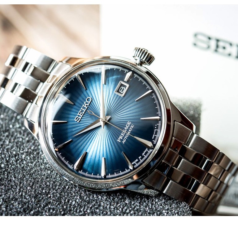 Đồng hồ nam chính hãng Seiko Presagge Cocktail SRPB41J1 -Máy cơ - Kính cong Hardlex - Made in Japan.